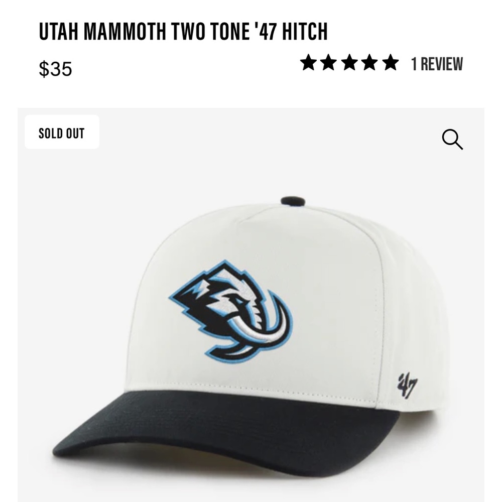 47 Brand Mammoth Logo Black and White Cap